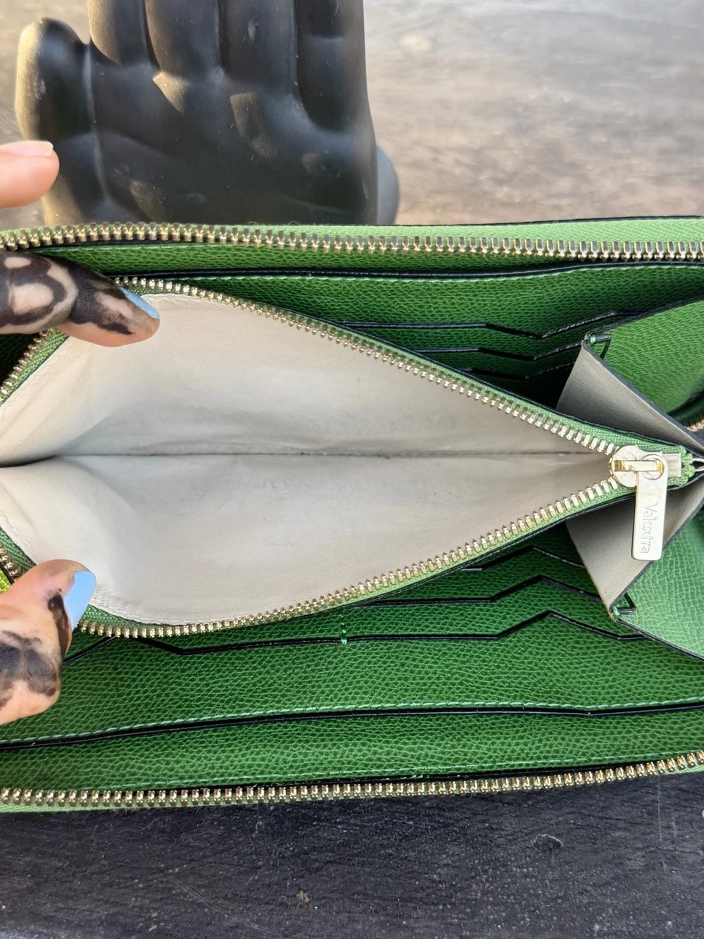 Valextra Leather Zip Around Long Wallet
